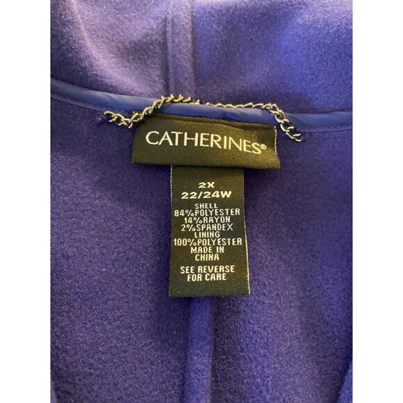 Catherines Purple Open Front Coat Grommet Detail 2X 22/24W - Picture 3 of 10